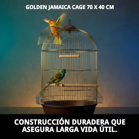 Cage Jamaica Dorée avec un petit lapin à l'intérieur