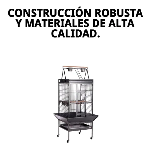 Vue latérale de la Cage Tucan avec oiseaux à l'intérieur