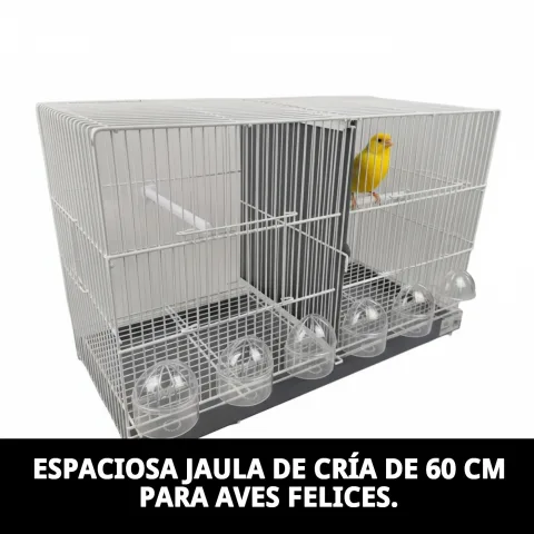Cage Guillot 60 cm avec perchoirs et mangeoires intégrés