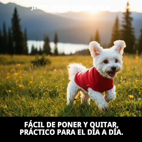 Chien portant le pull motif losanges en promenade