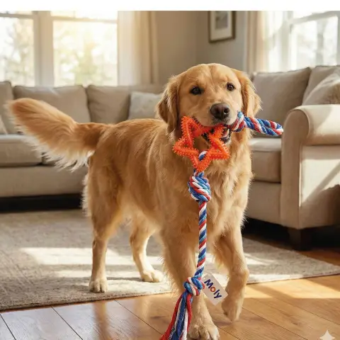 Vue latérale du jouet étoile dentaire pour chiens Compa Pattes