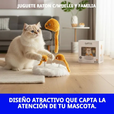 Vue latérale du jouet souris avec ressort pour chats