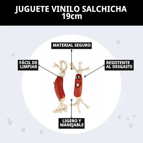 Jouet vinyle forme saucisse dans son emballage Compa Pattes