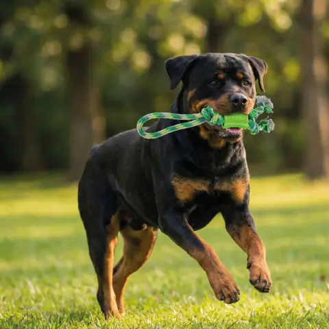 Jeu de lancer et rapporter avec lanceur mordeur vert pour chiens