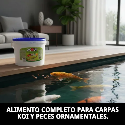 Détail des sticks alimentaires pour poissons d'étang MOLY