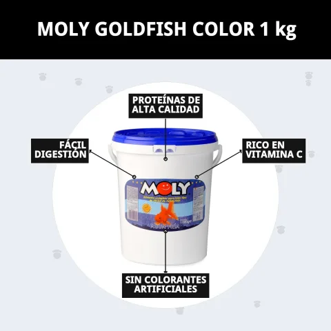 Présentation de l'aliment MOLY GOLDFISH COLOR en boîte de 1 kg