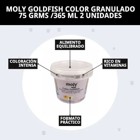 Vue latérale du conditionnement MOLY Goldfish Color Granulé