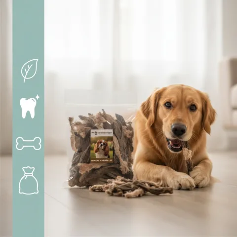 Présentation et taille oreilles de lapin avec poil pour chiens