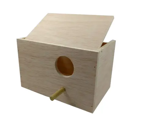 Nid horizontal en bois naturel pour agapornis 22,5x14x14 cm
