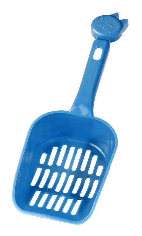 Détail de la poignée ergonomique de la pelle hygiénique pour chats