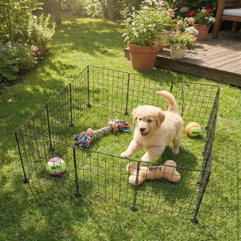 Détail des panneaux résistants et légers du parc pour chiens 12 pièces