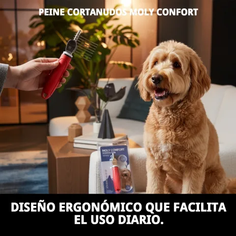 Peigne anti-nœuds Moly Confort présenté en blister pour transport