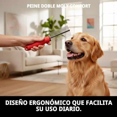 Peigne Double Moly Confort utilisé sur pelage de chat