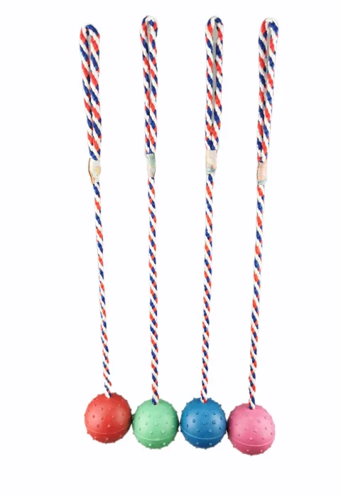 Balle en caoutchouc 6 cm avec corde en nylon