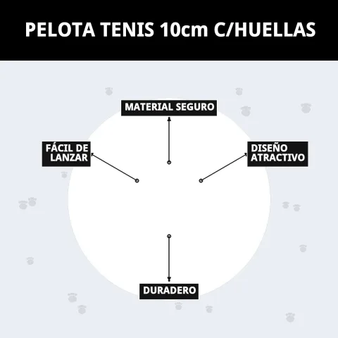 Balle tennis 10 cm avec empreintes dans un environnement de jeu pour chiens