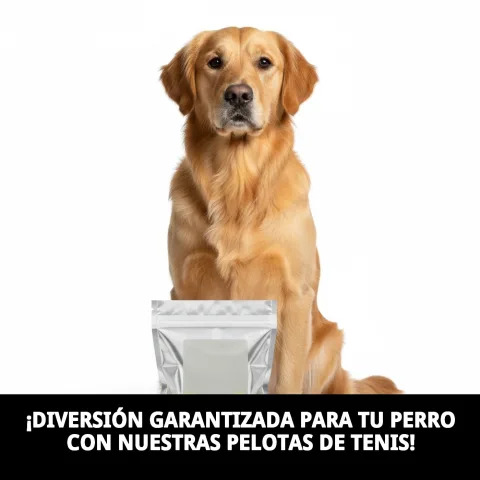 Chien jouant avec balle tennis 6,5 cm avec empreintes