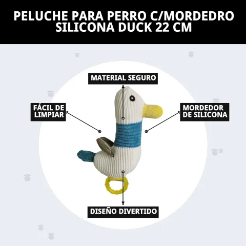Vue latérale du peluche avec mordeur en silicone pour chiens
