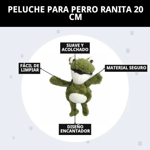Emballage et présentation du peluche grenouille pour chiens 20 cm Moly
