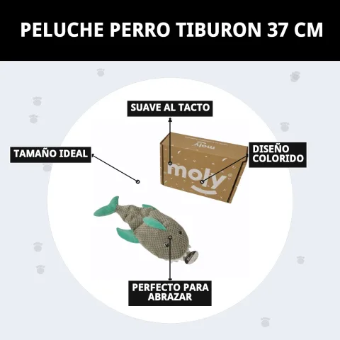 Emballage du peluche requin Moly pour chiens sur la boutique Compa Pattes