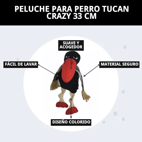 Emballage et présentation du peluche Toucan Crazy en boutique Compa Pattes