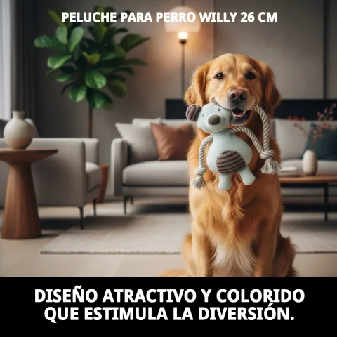 Peluche Willy pour chiens avec son interne visible