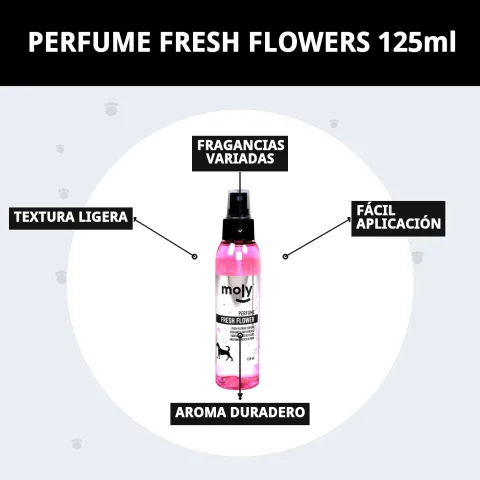 Présentation complète du parfum Fresh Flowers 125 ml pour chiens