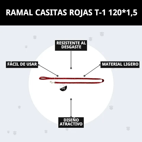 Laisse Casitas Rojas T-1 sur fond neutre pour boutique en ligne