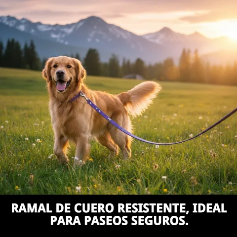 Laisse en cuir utilisée lors d'une promenade canine