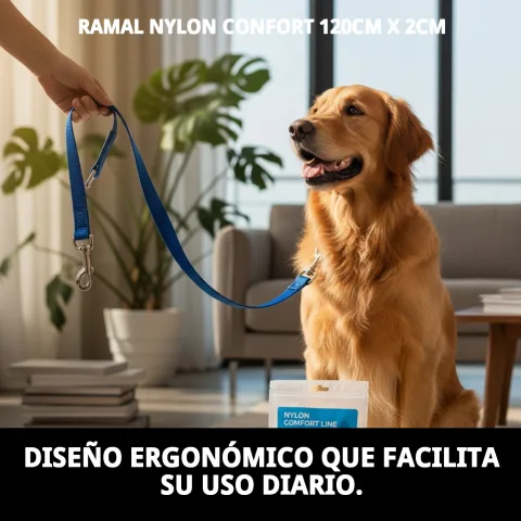 Vue latérale de la laisse nylon confort avec poignée rembourrée