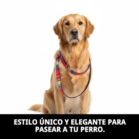 Laisse Luxury Fantasia lors d'une promenade avec un chien de taille moyenne