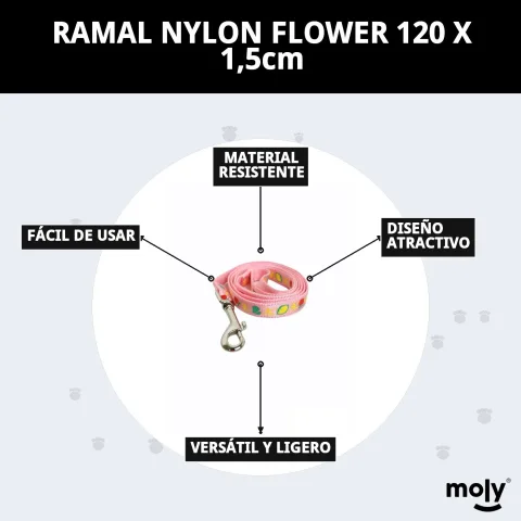 Laisse nylon flower avec motif floral pour chiens