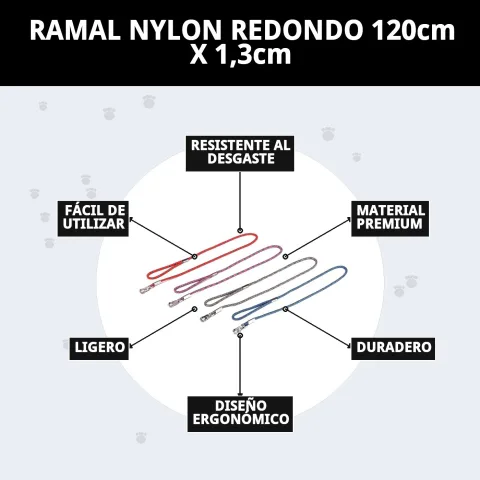 Ramal nylon rouge pour chiens de taille moyenne et grande