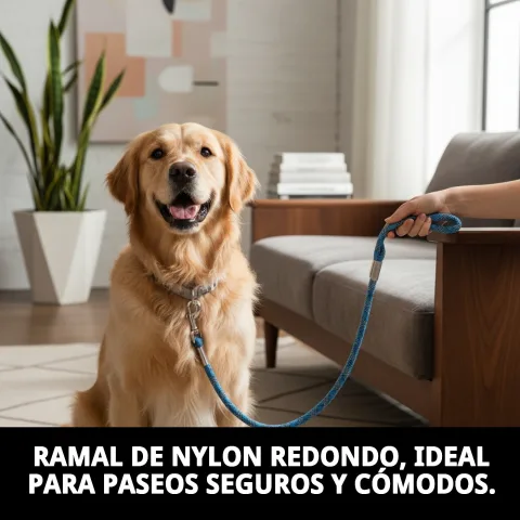 Vue latérale du ramal nylon rond pour chiens petits