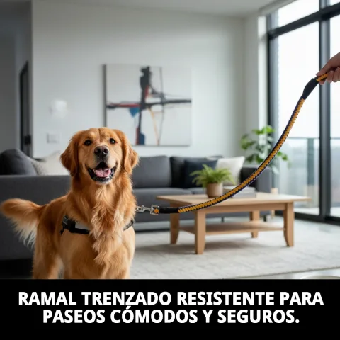 Ramal Omega tressé tenu en main lors d'une promenade avec chien