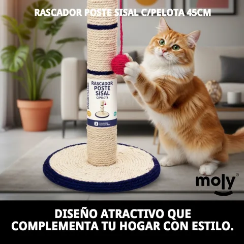 Chat utilisant le griffoir poste sisal 45 cm à la maison