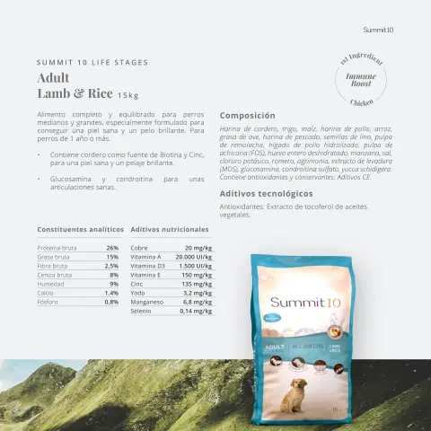Croquettes premium au cordero et riz pour chiens moyens et grands