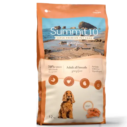 SUMMIT 10 Grain Free Sensitive Saumon & Pomme de Terre 12 kg - Croquettes hypoallergéniques sans céréales pour chiens adultes