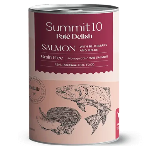 SUMMIT 10 Paté Delish Saumon Grain Free 400 g | Aliment humide monoprotéique pour chiens adultes