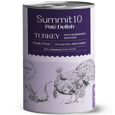 SUMMIT 10 Paté Delish Turkey Grain Free 400 g | Aliment humide monoprotéiné pour chiens adultes