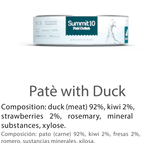 SUMMIT 10 Paté Delish au Canard pour Chats 85 g | Aliment humide premium pour chats avec kiwi et fraises