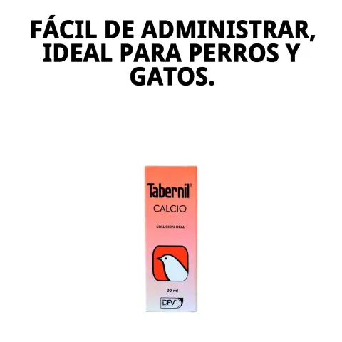 Vue latérale du contenant TABERNIL CALCIO 20 ML pour supplémentation animale