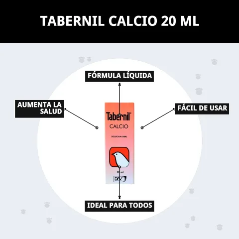 Packaging complet de TABERNIL CALCIO 20 ML disponible sur Compa Pattes