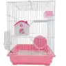 Cage pour hamster Moly à deux étages avec bac extractible et grille 30 x 23 x 41 cm | Inclus mangeoire, abreuvoir et roue
